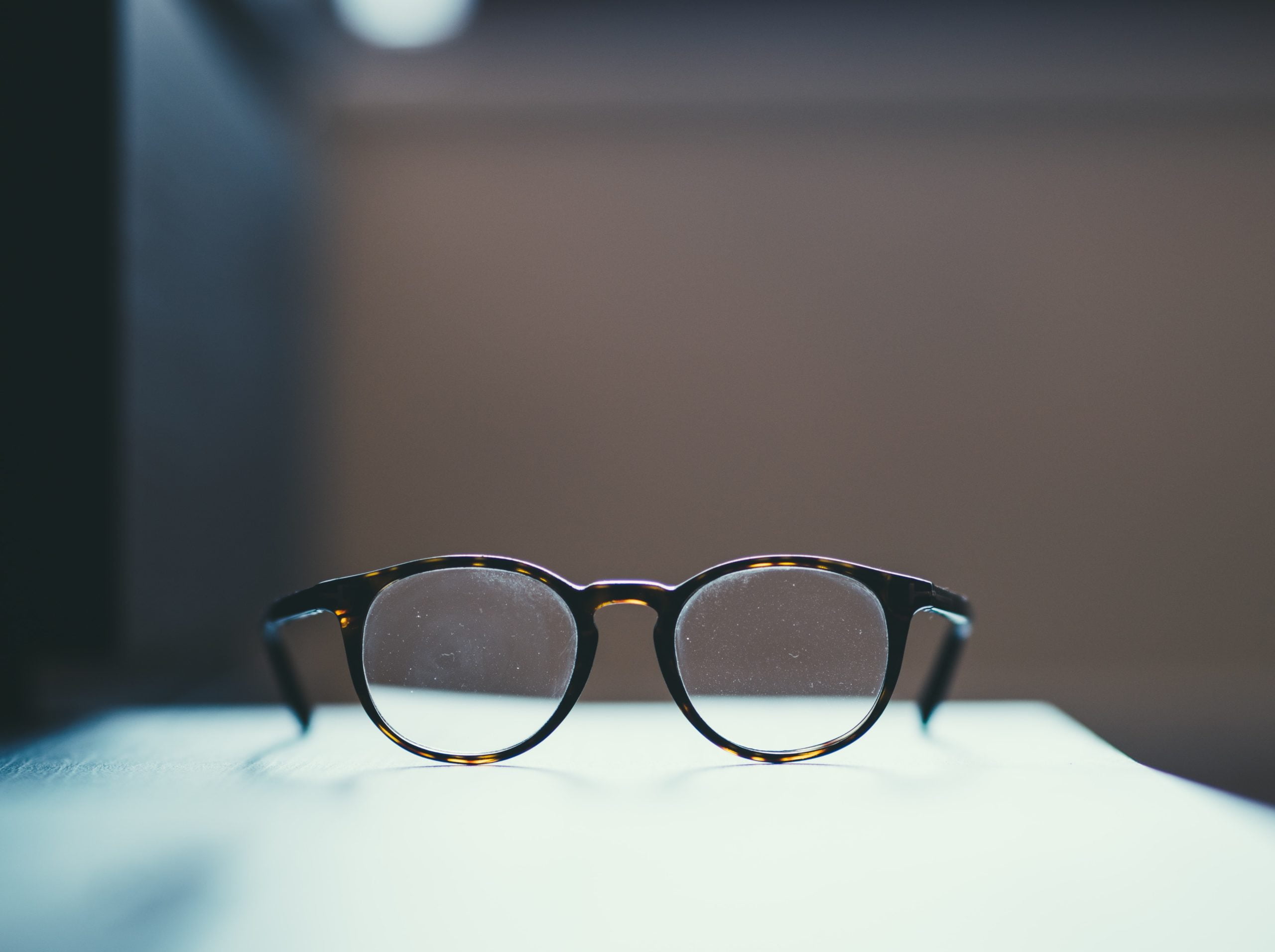 Glasses on a table.