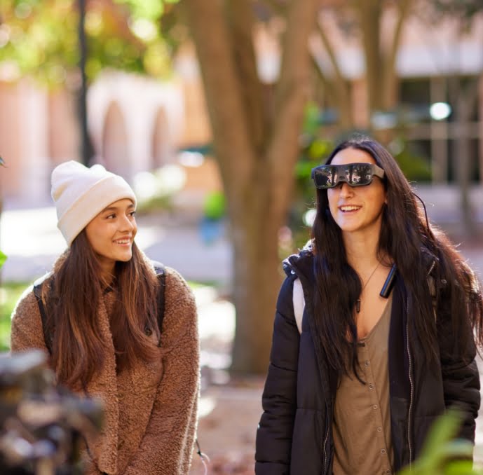 Two girls walking